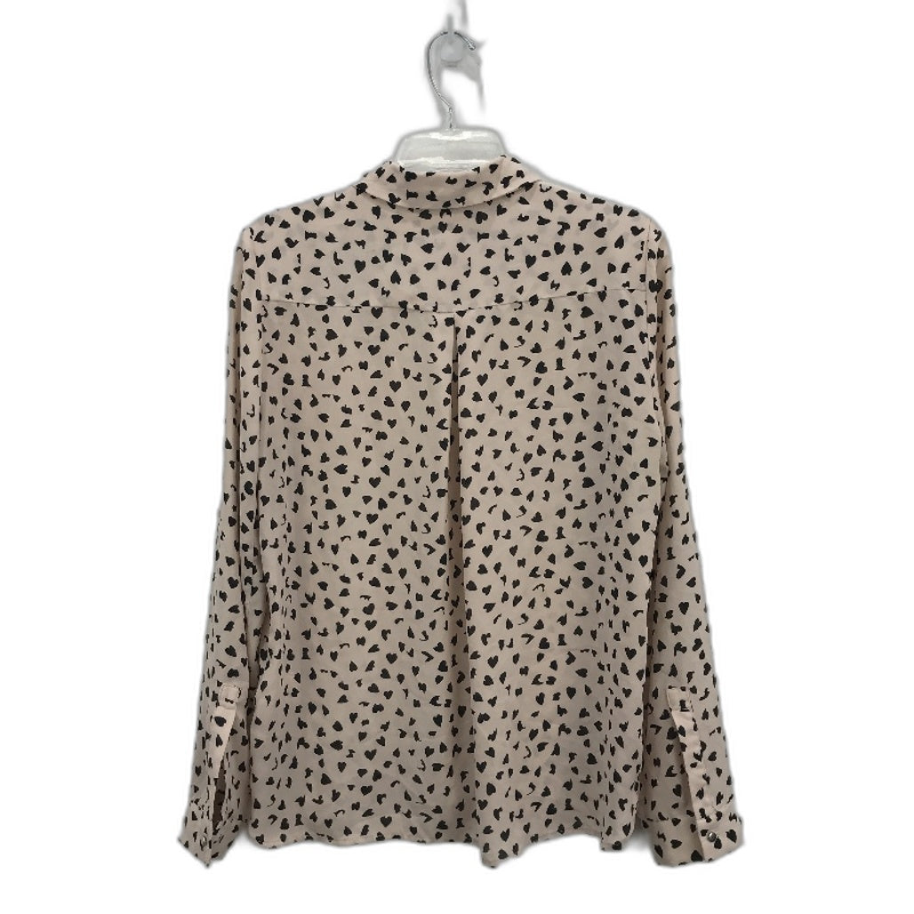 Portmans Heart Pattern Pale Pink Longsleeve Button Up Blouse Ladies Size AU 10