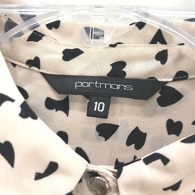 Portmans Heart Pattern Pale Pink Longsleeve Button Up Blouse Ladies Size AU 10