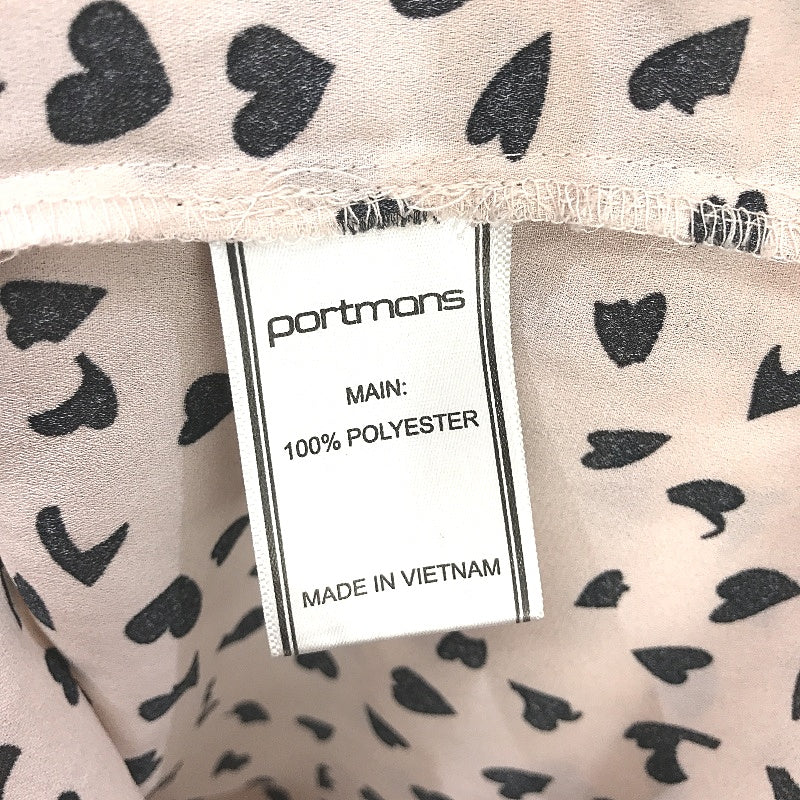 Portmans Heart Pattern Pale Pink Longsleeve Button Up Blouse Ladies Size AU 10
