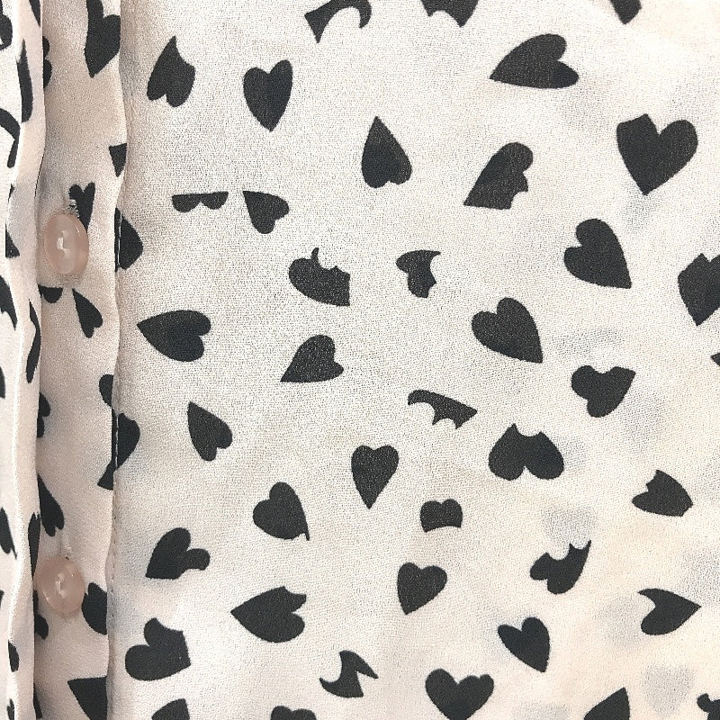 Portmans Heart Pattern Pale Pink Longsleeve Button Up Blouse Ladies Size AU 10