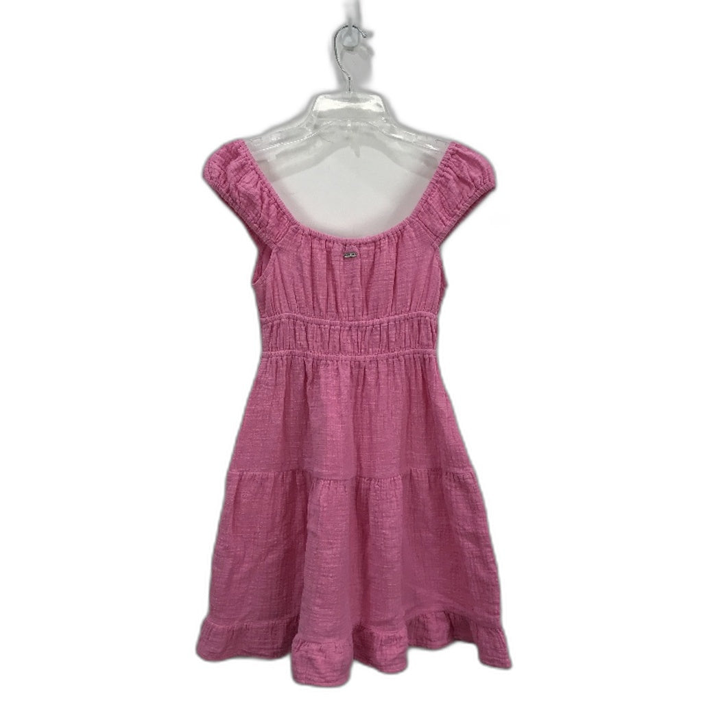 Ghanda Peggy Ruched Barbie Pink Tiered Hem Cotton Mini Dress Ladies Size XS