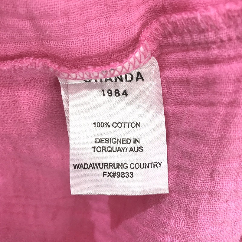 Ghanda Peggy Ruched Barbie Pink Tiered Hem Cotton Mini Dress Ladies Size XS