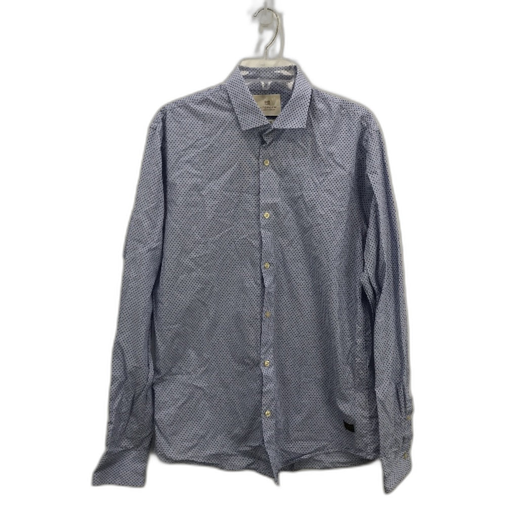 Scotch & Soda Dotted Stretch Longsleeve Blue Button Up Shirt Mens Size Large