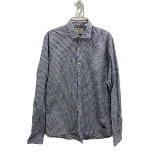 Scotch & Soda Dotted Stretch Longsleeve Blue Button Up Shirt Mens Size Large