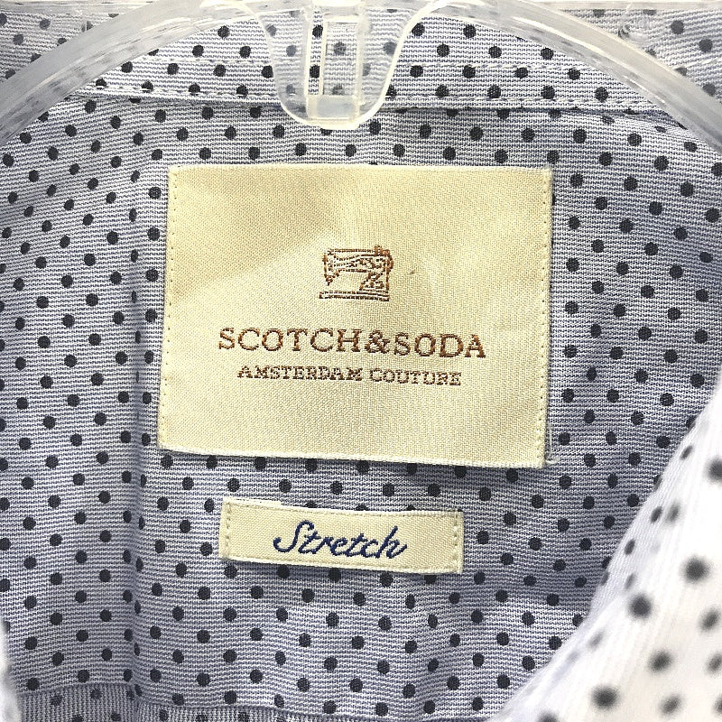 Scotch & Soda Dotted Stretch Longsleeve Blue Button Up Shirt Mens Size Large