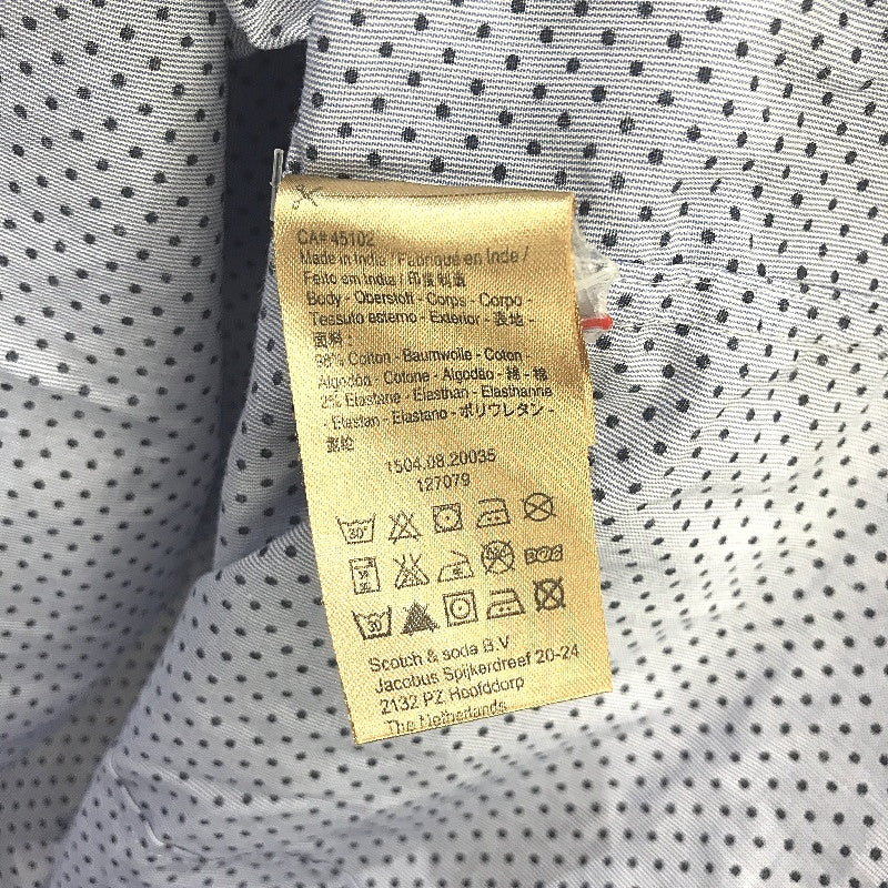 Scotch & Soda Dotted Stretch Longsleeve Blue Button Up Shirt Mens Size Large