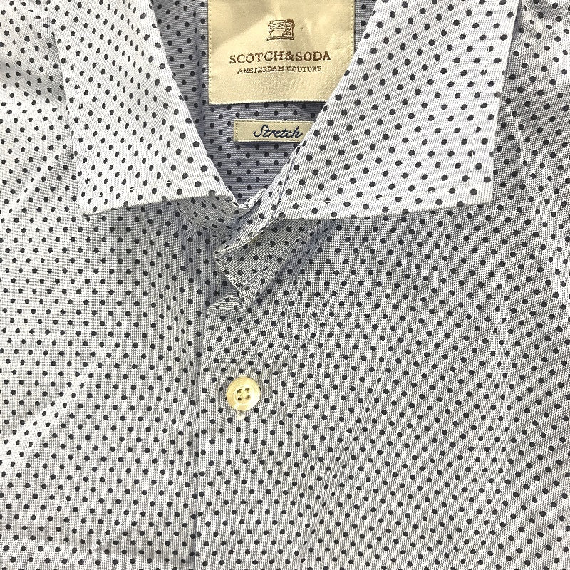 Scotch & Soda Dotted Stretch Longsleeve Blue Button Up Shirt Mens Size Large