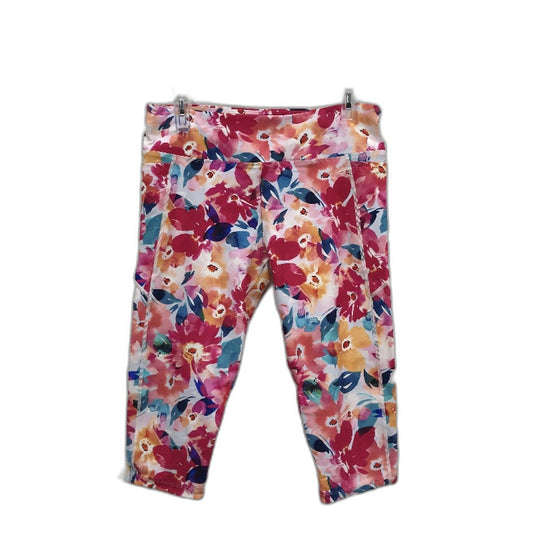 Abi and Joseph Pink Floral Dual Pocket Mid Thigh Tights Ladies Size Large