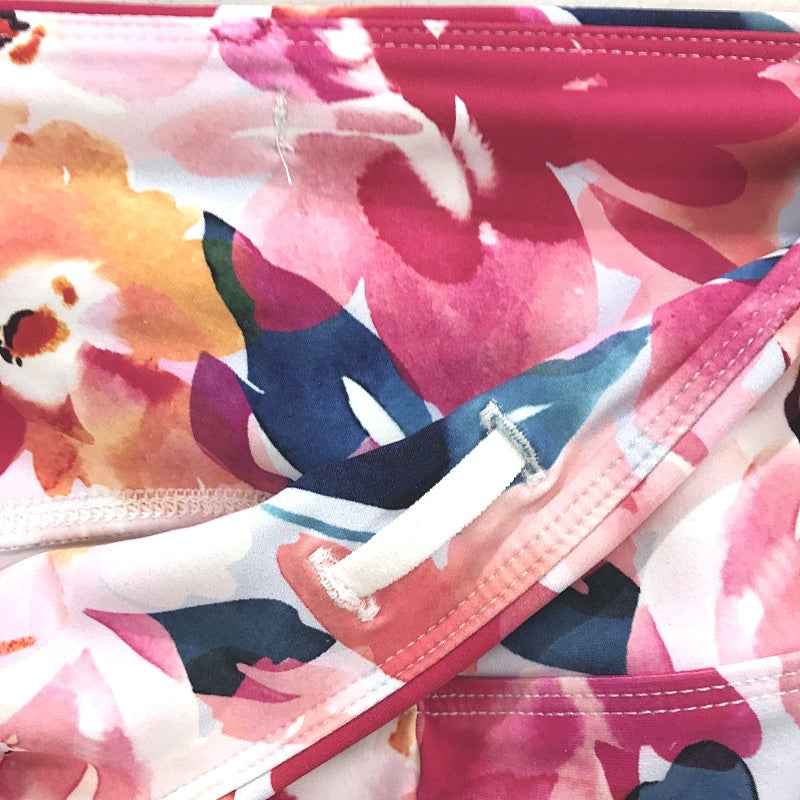 Abi and Joseph Pink Floral Dual Pocket Mid Thigh Tights Ladies Size Large