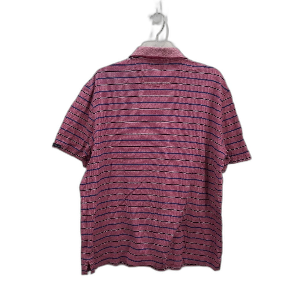 Gazman Pink Striped Double Mercerised Cotton Polo Shirt Mens Size Large