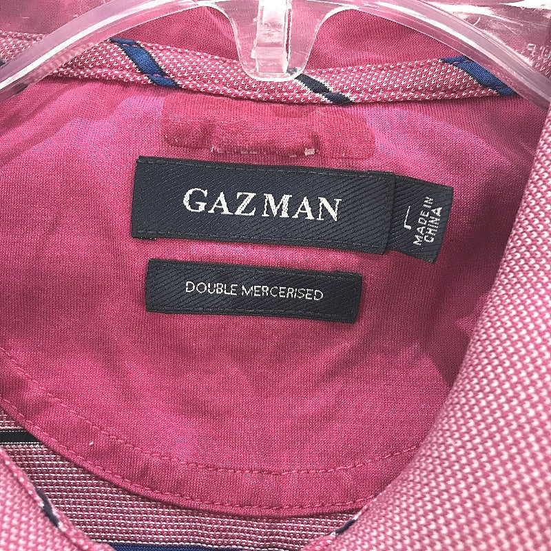 Gazman Pink Striped Double Mercerised Cotton Polo Shirt Mens Size Large