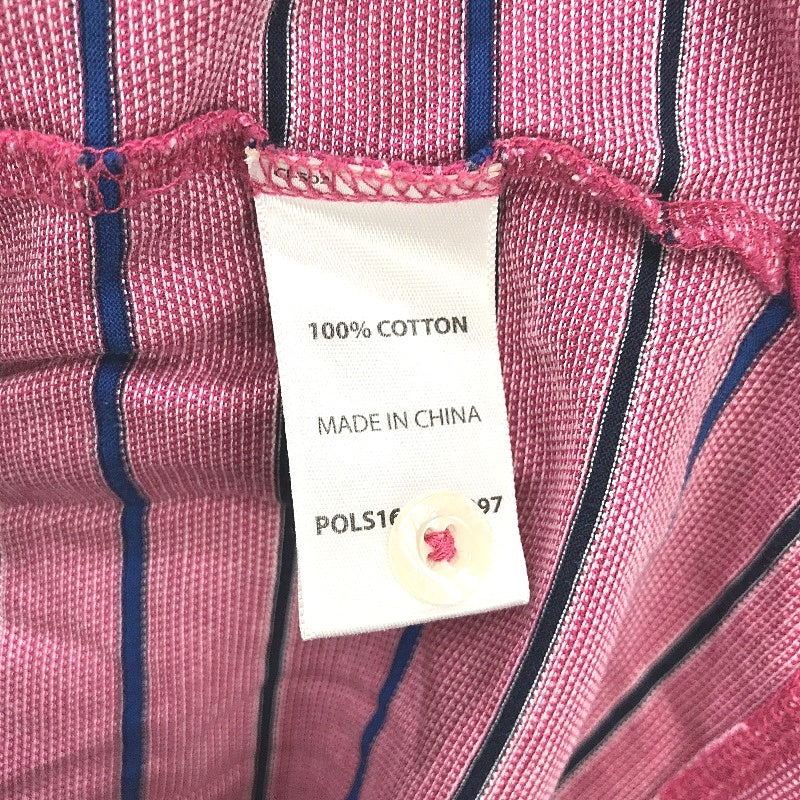Gazman Pink Striped Double Mercerised Cotton Polo Shirt Mens Size Large