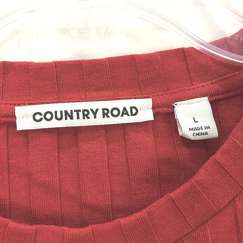 Country Road Shortsleeve Wide Rib Fitted Red T-Shirt Ladies Size Large
