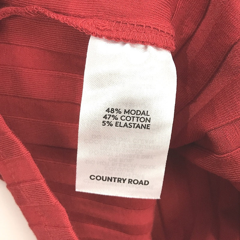 Country Road Shortsleeve Wide Rib Fitted Red T-Shirt Ladies Size Large