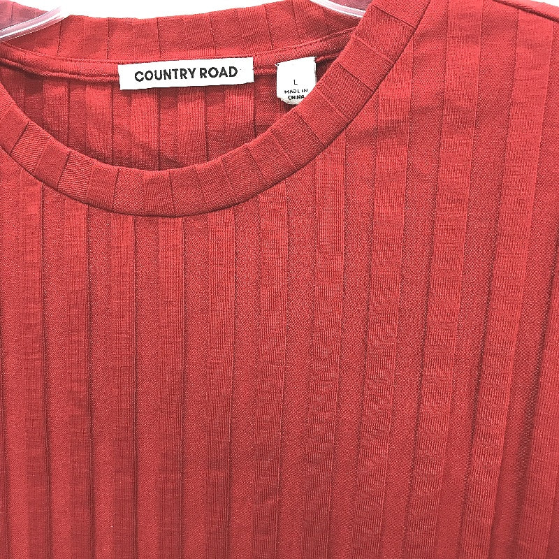Country Road Shortsleeve Wide Rib Fitted Red T-Shirt Ladies Size Large