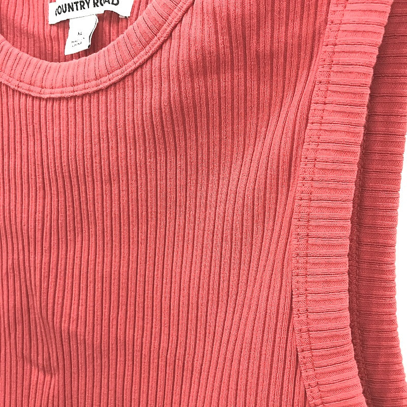 Country Road Australian Cotton Salmon Pink High Neck Rib Tank Ladies Size XL