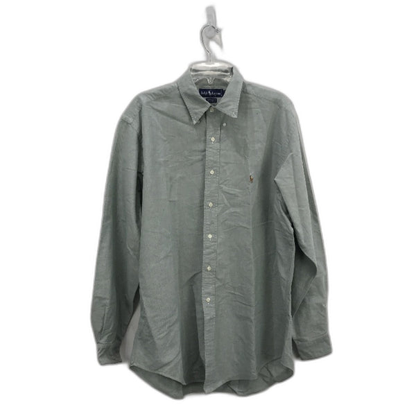 Ralph Lauren Yarmouth Cotton Button Up Pale Green Shirt Mens Size 16.5-36
