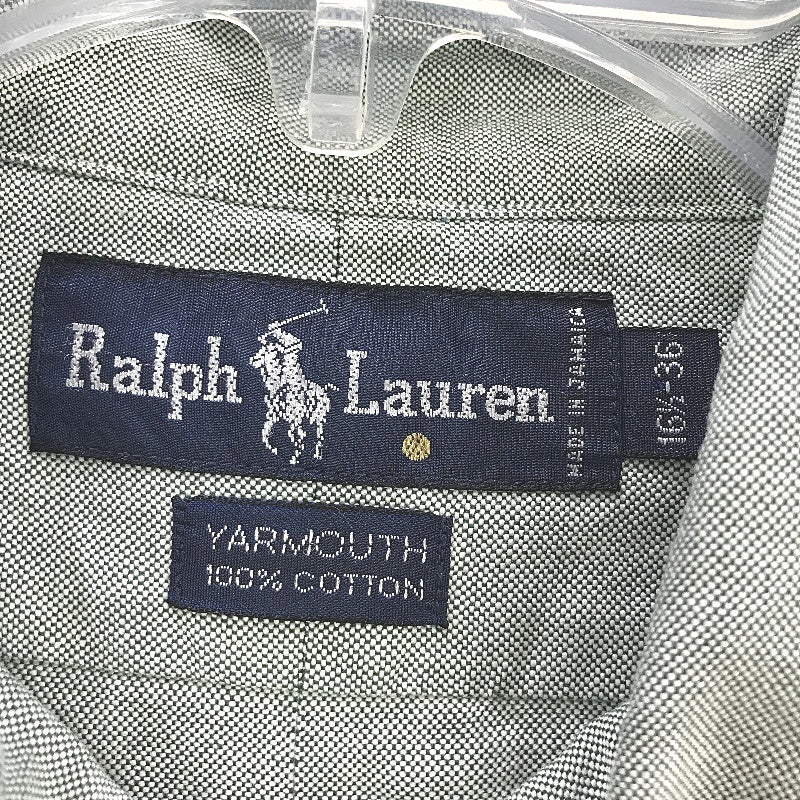 Ralph Lauren Yarmouth Cotton Button Up Pale Green Shirt Mens Size 16.5-36