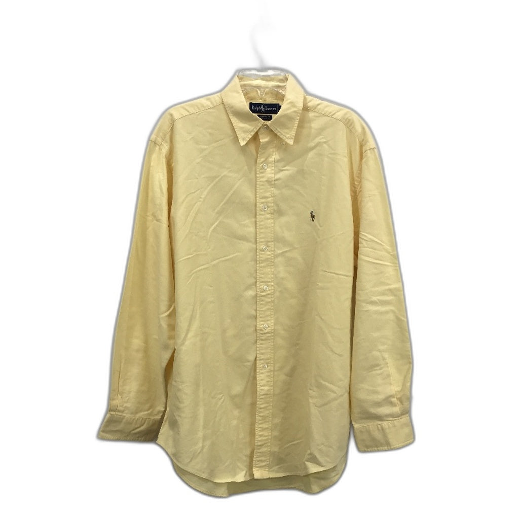 Ralph Lauren Yarmouth Cotton Button Up Butter Yellow Shirt Mens Size 16.5-35