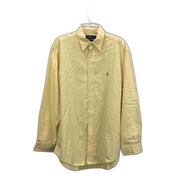 Ralph Lauren Yarmouth Cotton Button Up Butter Yellow Shirt Mens Size 16.5-35