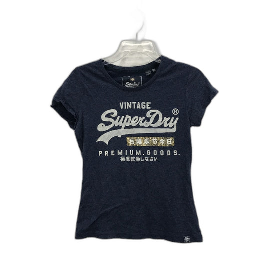 SuperDry Vintage Printed Slim Fit Round Neck Navy T-Shirt Ladies Size 10