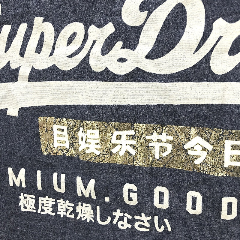 SuperDry Vintage Printed Slim Fit Round Neck Navy T-Shirt Ladies Size 10