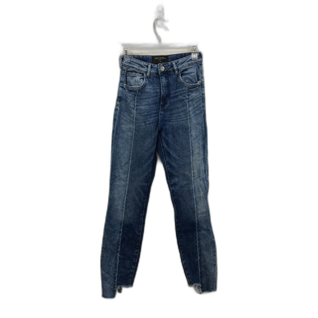 Decjuba Frayed Cut Leg Lined Indigo Blue Denim Jeans Ladies Size 10