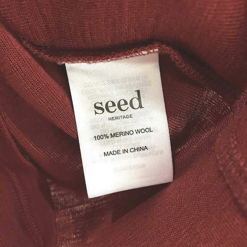 Seed Heritage Thin Knit Red Turtleneck Merino Wool Sweater Ladies Size Medium