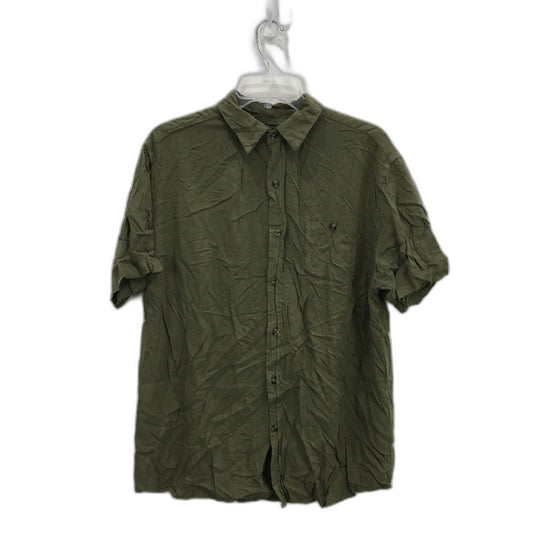 Rusty Short Sleeve Viscose Green Collared Button Up Top Ladies Size Medium