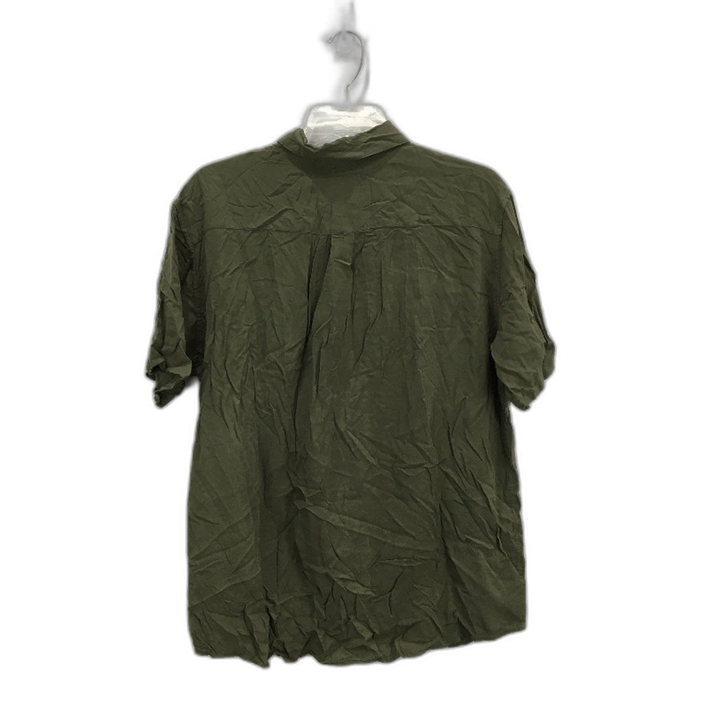 Rusty Short Sleeve Viscose Green Collared Button Up Top Ladies Size Medium
