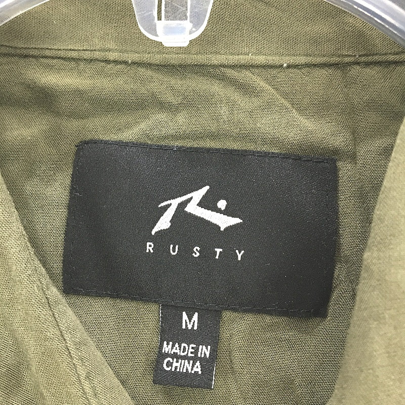 Rusty Short Sleeve Viscose Green Collared Button Up Top Ladies Size Medium