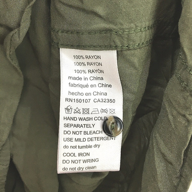 Rusty Short Sleeve Viscose Green Collared Button Up Top Ladies Size Medium