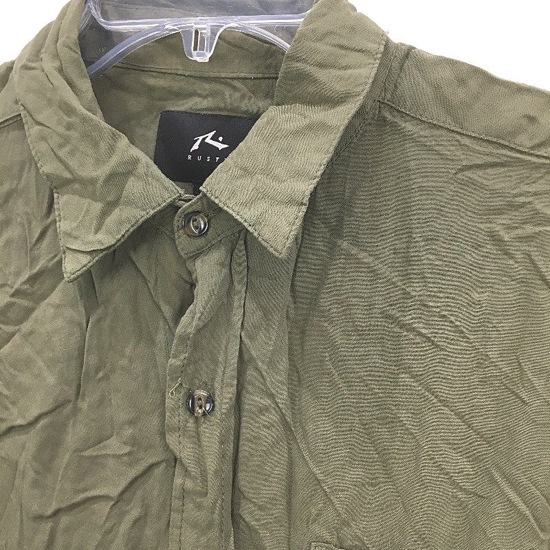 Rusty Short Sleeve Viscose Green Collared Button Up Top Ladies Size Medium