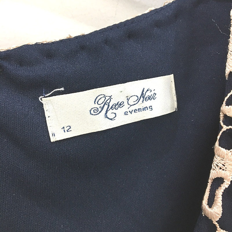 Rose Noir Pale Floral Lace Evening Navy Mini Dress Ladies Size 12
