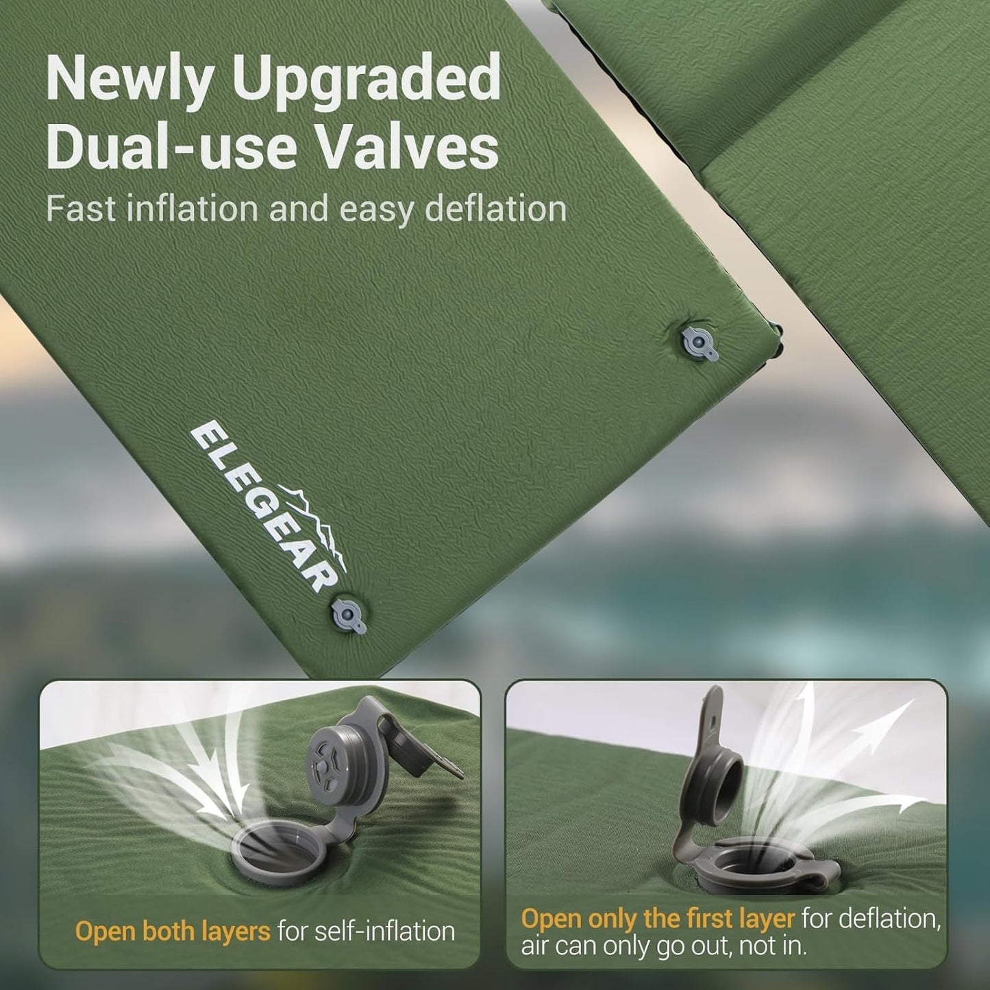 Elegear Self Inflating Camping Sleeping Pad Thick Memory Foam Camping NEW