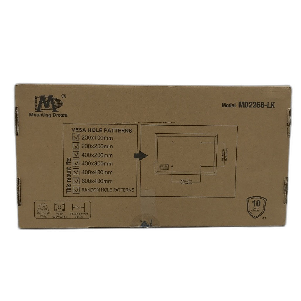 Mounting Dream MD2268-LK Tilt TV Wall Mount for 37-75 Inch TV VESA 600x400mm NEW