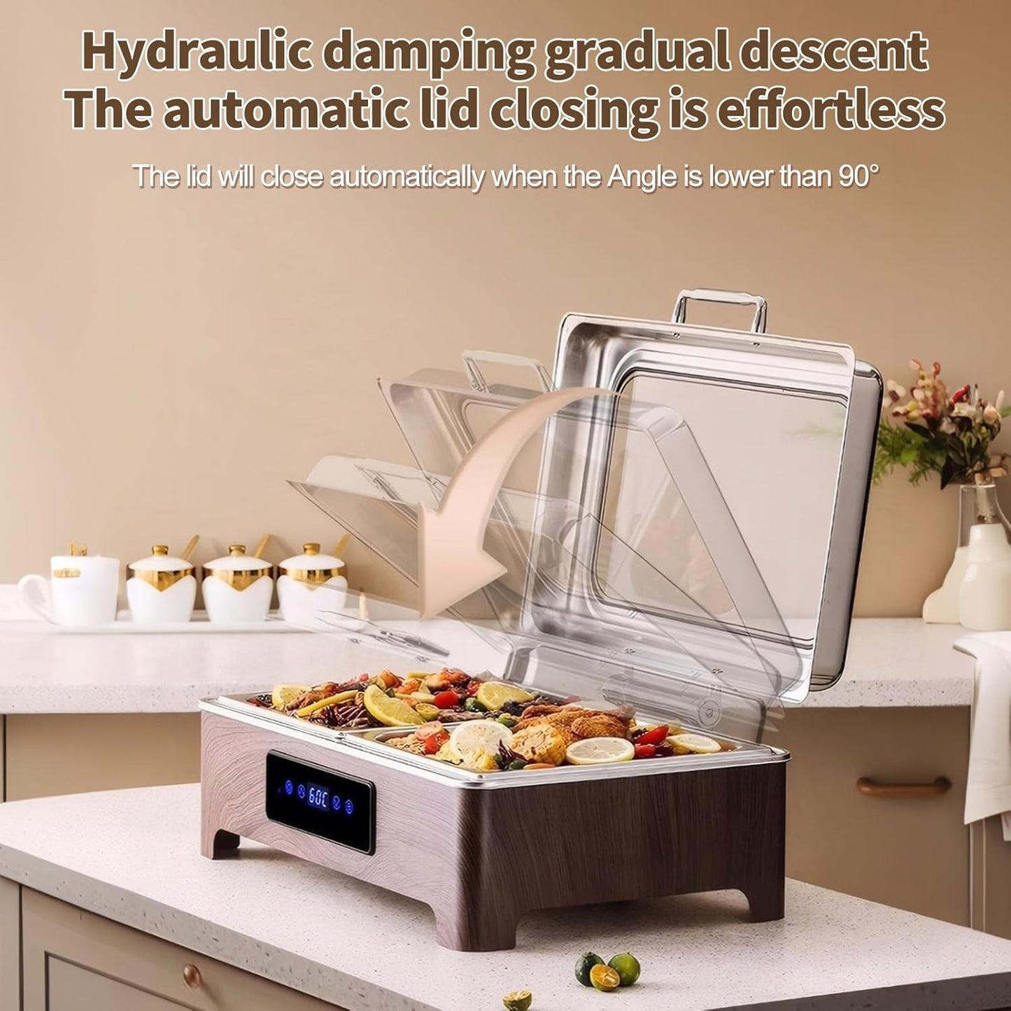 RODOVIA Electric Chafing Dish Buffet Server, 2 Trays, 13L Stainless Steel NEW