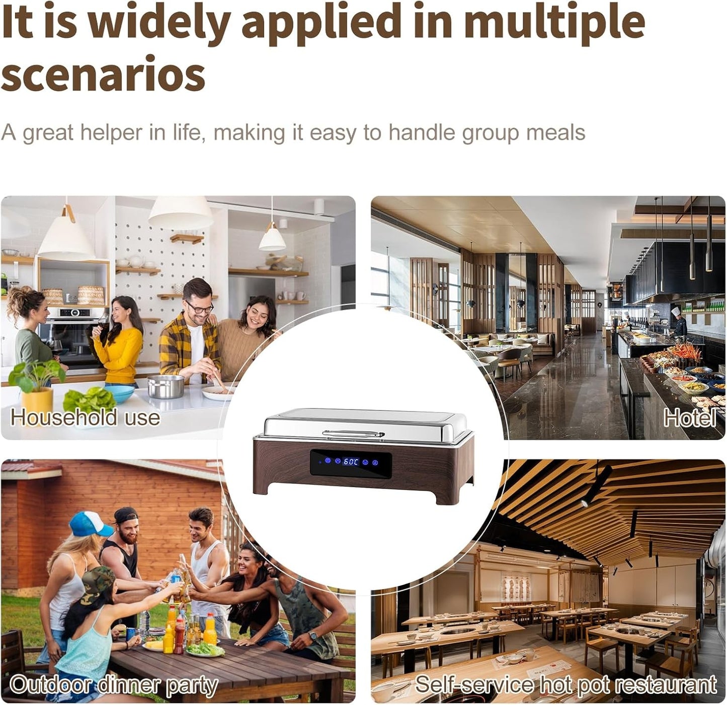 RODOVIA Electric Chafing Dish Buffet Server, 2 Trays, 13L Stainless Steel NEW