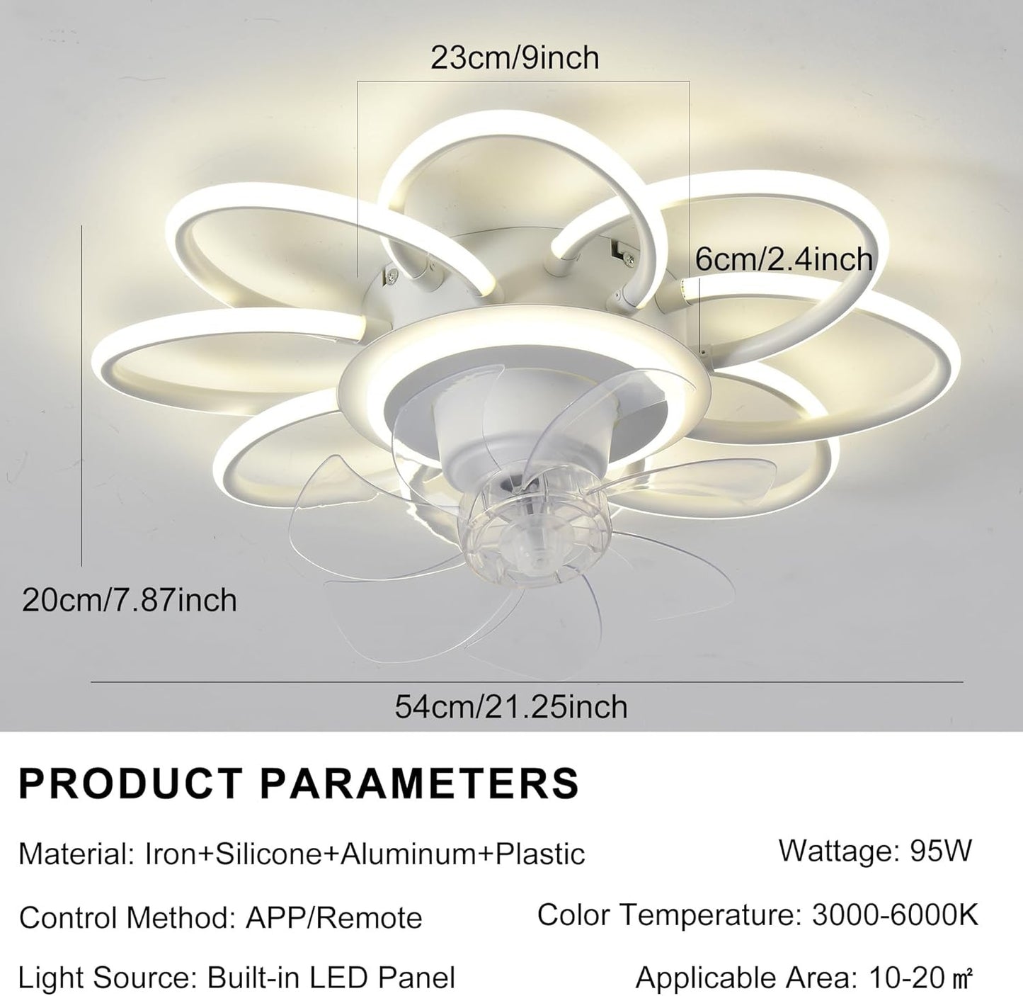Jaycomey FS5239 White Rotating Ceiling Fan with Lights & Remote NEW