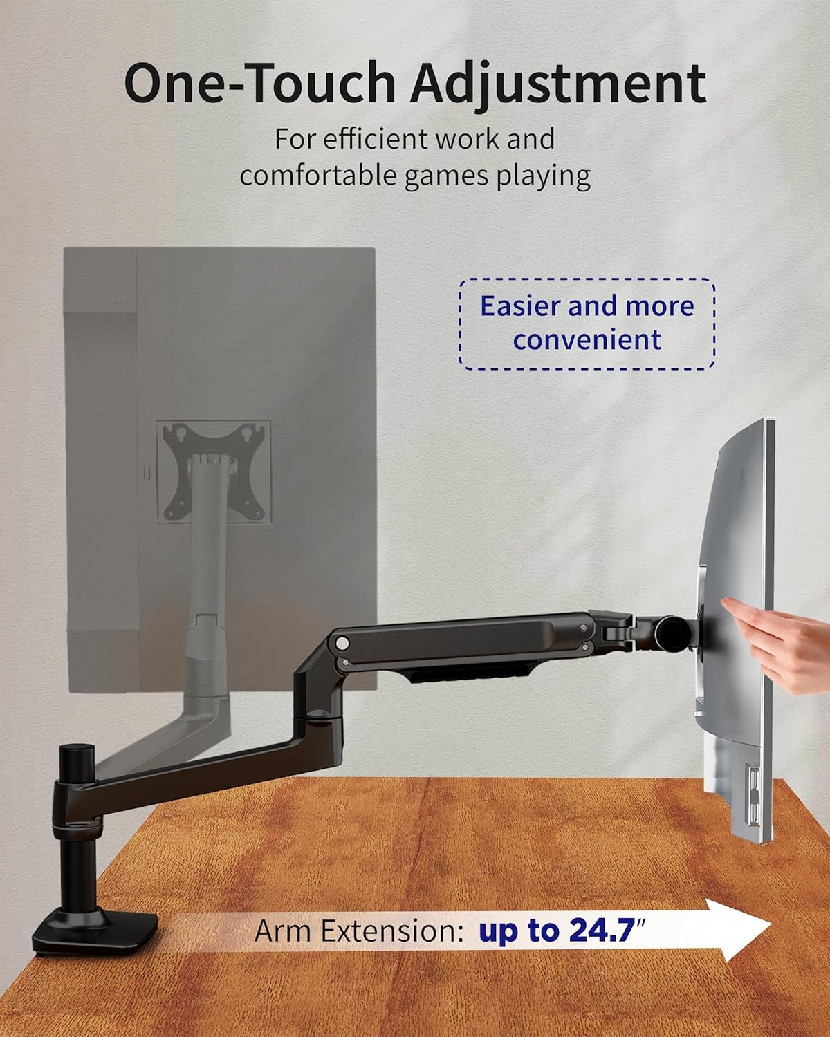 Ergounion E6 Single Monitor Arm Desk Mount for 40" Screens, Adjustable Vesa NEW