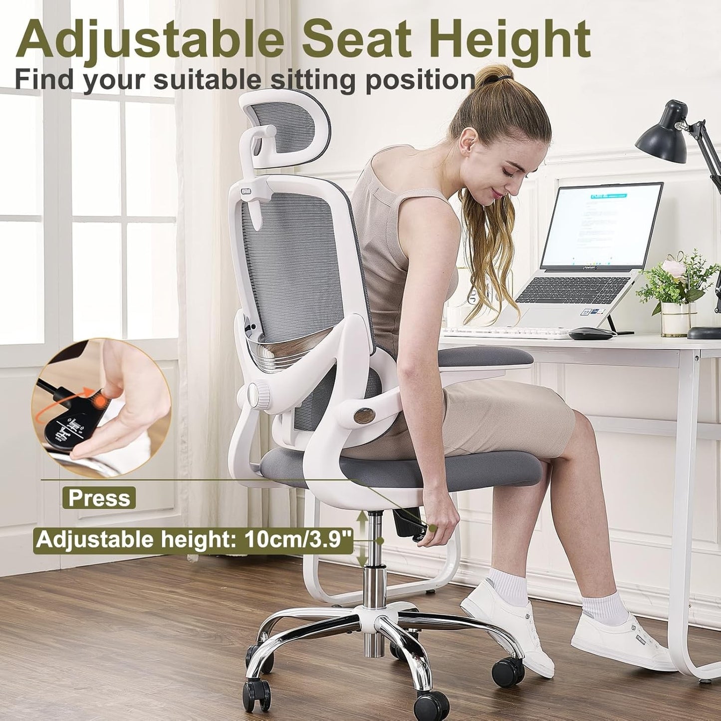 TONFARY Funchair Ergonomic Mesh Office Chair with Adjustable Lumbar Support NEW
