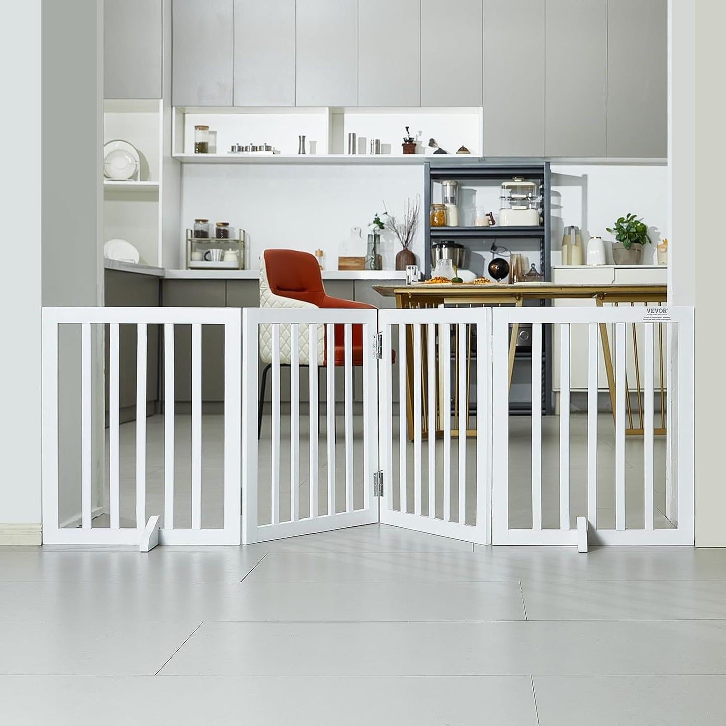 VEVOR JYW-8024 Freestanding Expandable Pet Gate, 80" Wide Foldable 5 Panels NEW