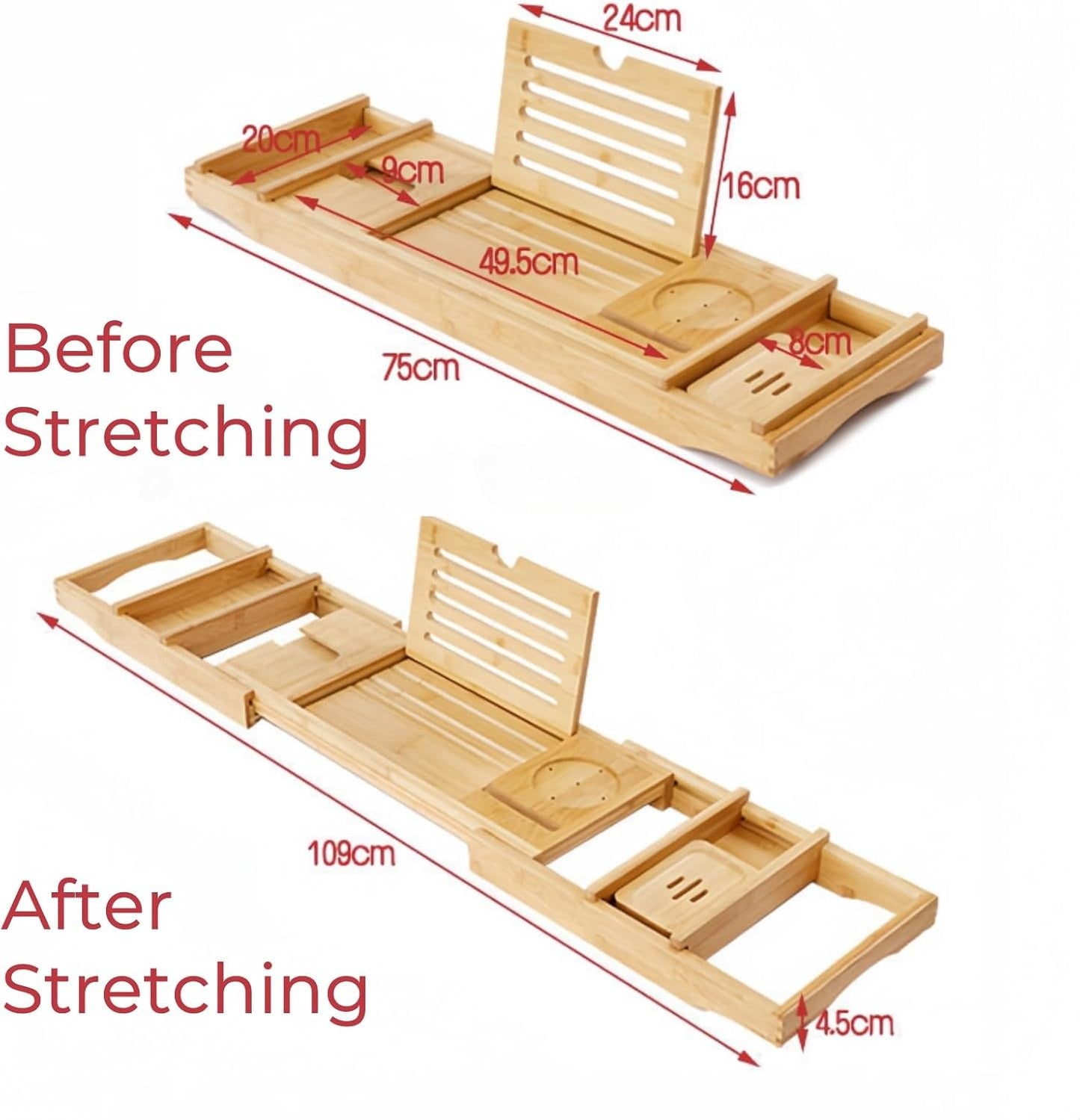 Premium Bamboo Bathtub Tray - Luxurious Spa Set for Relaxing Bath... NEW