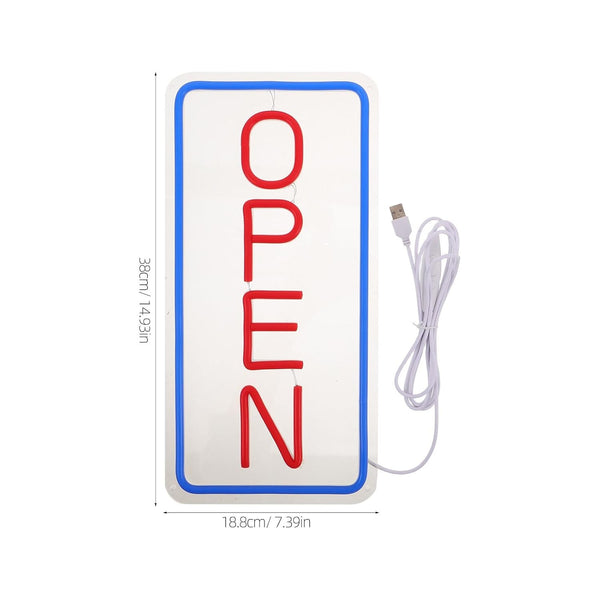 VICASKY 10S2383OJ Neon LED Vertical Open Sign USB Acrylic Business Light Red NEW