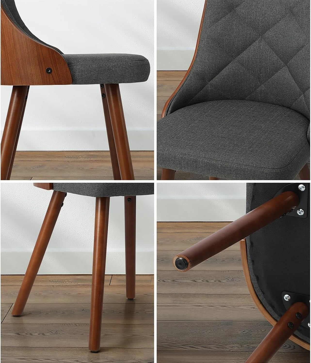 OIKITURE DCH-AIC-BEN-GY-2PC Wooden Dining Chairs Set with PU Leather Seat NEW