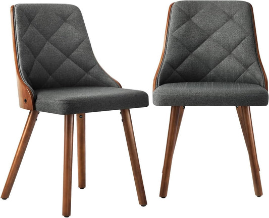 OIKITURE DCH-AIC-BEN-GY-2PC Wooden Dining Chairs Set with PU Leather Seat NEW