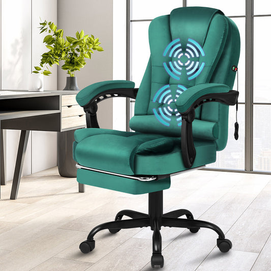ALFORDSON Executive Office Chair with Massage and Heated Seat, Fabric Green NEW