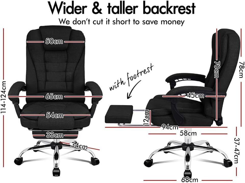 ALFORDSON Executive Office Chair with Massage and Heated Seat, Fabric Green NEW