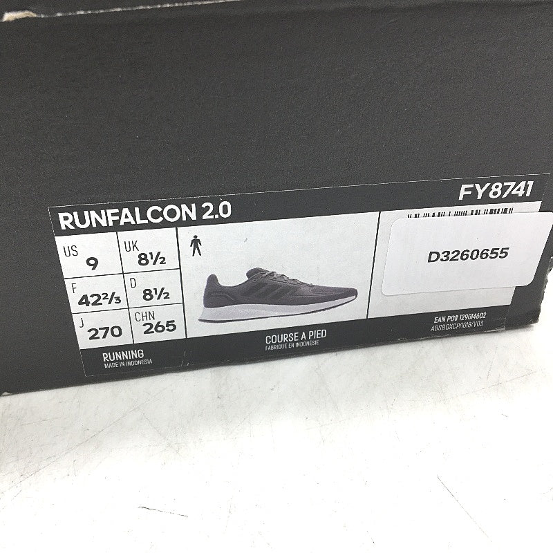 Adidas Runfalcon 2.0 Dark Grey Mesh Running Course Sneakers Mens Size US 9 NEW