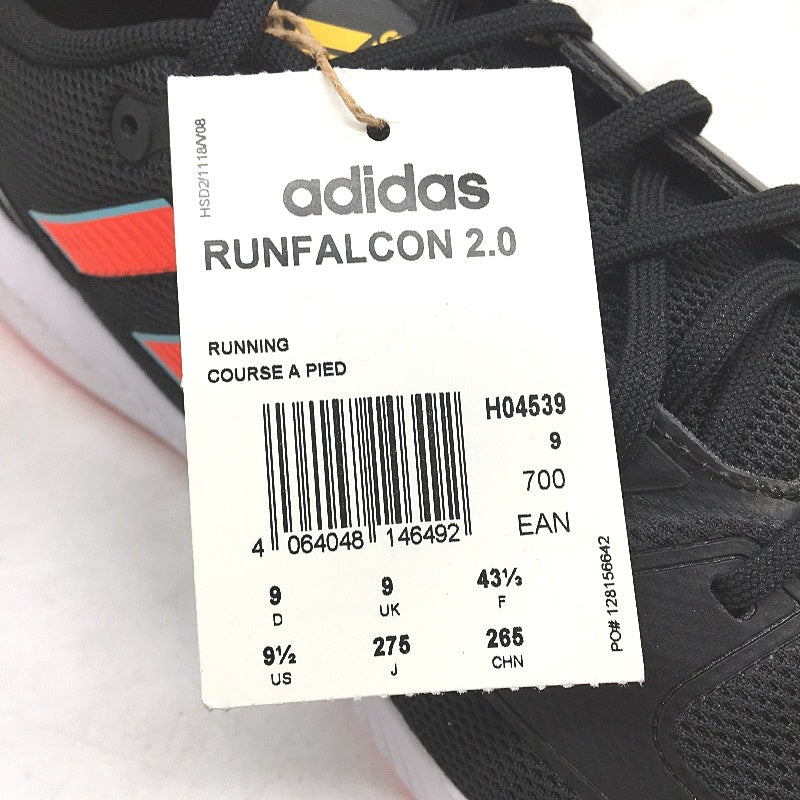 Adidas Runfalcon 2.0 Black Orange Mesh Running Course Sneakers Mens US 9.5 NEW